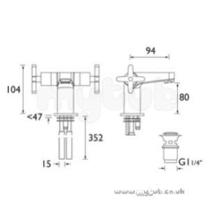 Bristan Brassware -  Design Utility Crosshead 2 Handled Basin