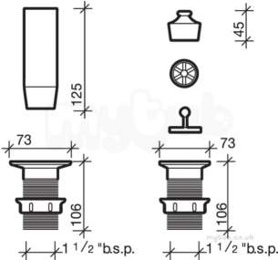 Twyfords Commercial Sanitaryware -  Waste 1.5 And 125 Tube Ac Res 73 Fl Fln Wf4349xx