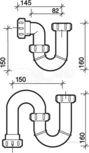 Twyfords Grips Levers and Wastes -  Bath Tubular Trap 1.5 P Outlet 631.15 Wf8493xx