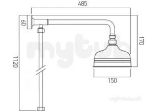 Vado Brassware -  Rigid Riser Plus 150mm Fixed Shower Head W/m Ch