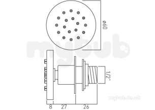 Vado Brassware -  Vado Tilting Round Bodytile Wg-bodytile/ro-c/p