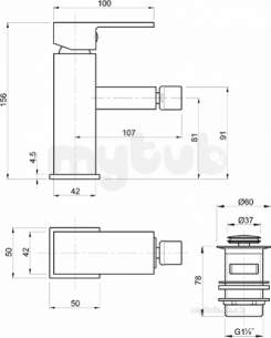 Twyfords Commercial Brassware -  X62 Bidet Mono Mixer Inc Cc Waste X625135cp