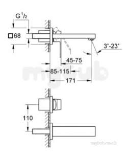 Grohe Tec Brassware -  Grohe Eurocube 19895 Two Tap Holes Basin Mixer 19895000