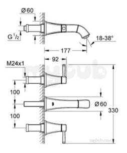 Grohe Spa Range -  Grohe Grandera 2hdl Basin 3-h Wall 20414ig0