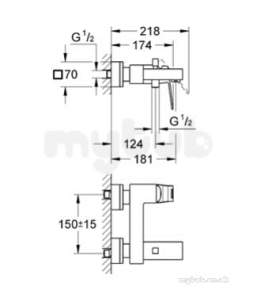 Grohe Tec Brassware -  Grohe Eurocube 23140 Exposed Bath Mixer 23140000