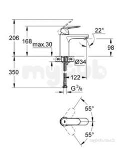 Grohe Tec Brassware -  Grohe 23327 Euro Cosmo Med Basin Mixer 23327000