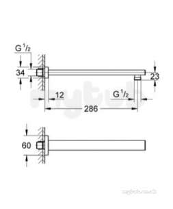 Grohe Shower Valves -  Grohe Rainshower Cube Shower Arm 286 Mm 27709000