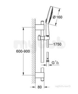 Grohe Shower Valves -  Power And Soul Cosmo 160 Handset 900 Rail 27745000