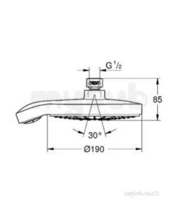 Grohe Shower Valves -  Power And Soul Cosmo Headshower 190mm 27764000