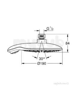 Grohe Shower Valves -  Grohe Power And Soul Shower Head 190mm 27766000