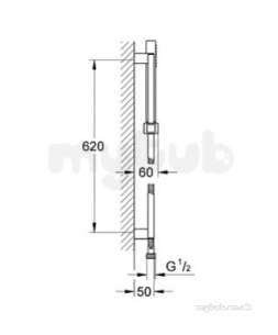 Grohe Shower Valves -  Grohe Cube Plus Shower Rail Set 600 94l/min 27891000