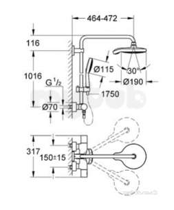 Grohe Shower Valves -  Power And Soul Cosmo Shower System Thm Exp 27903000