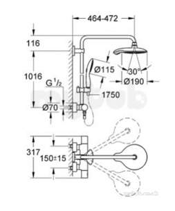 Grohe Shower Valves -  Grohe Power And Soul System Thm Exp 450 27909000