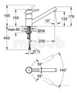 Grohe Tec Brassware -  Grohe 32659001 Mono Sink Mixer