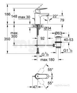 Grohe Tec Brassware -  Eurosmart Cosmo 32825 Basin Mixer W/puw 3282500l