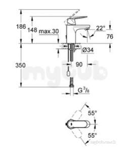 Grohe Tec Brassware -  Eurosmart Cosmo 3282700e Basin Mixer/chain 3282700e