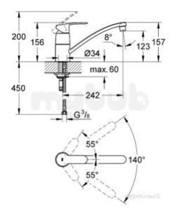 Grohe Tec Brassware -  Grohe 33977002 Eurostyle Cosmo Sink Mixer