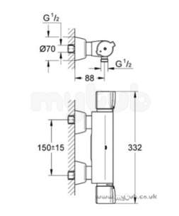 Grohe Shower Valves -  Grotherm 2000 Spec Wall Mounted Therm Bar Shower 34205000