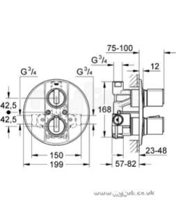 Grohe Shower Valves -  Grohe G2000 34235 Therm Univ S/mixer Conc Cp 34235000