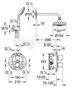 Grohe Shower Valves -  Grohtherm 3000 34409 Cosmo Shower Set Chrome Plated 34399000