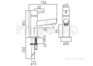 Vado Brassware -  Mini Mono Basin Mixer Single Lvr D-mtd W/o Clic