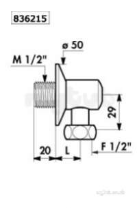 Delabie Accessories and Miscellaneous -  Delabie Elbow Wall Union With Stopcock Mf1/2 Inch L20 H30