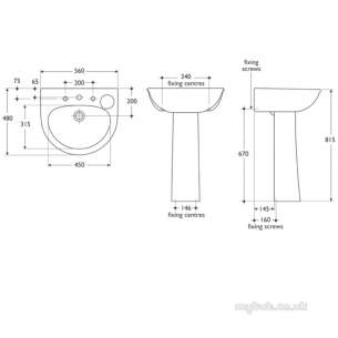 Ideal Standard Brackets and Hangers -  Armitage Shanks Sandringham E9611 Basin Outlet Support Bracket