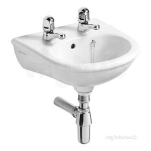 Armitage Entry Level Sanitaryware -  Armitage Shanks Sandringham S218501 37cm Two Tap Holes O/f Hr Basn