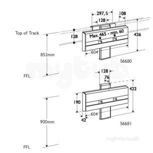 Armitage Shanks Commercial Sanitaryware -  Armitage Shanks Man Brack 50cm Portman 21 Vertical Adj