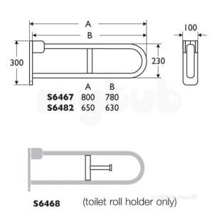 Armitage Shanks Commercial Sanitaryware -  Armitage Shanks Contour 21 65cm Hinged Support Arm S648236