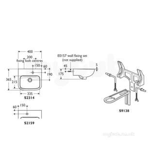 Armitage Shanks Commercial Sanitaryware -  Armitage Shanks Portman 21 Basin Bkt No Fin Pack B And Waste Sup