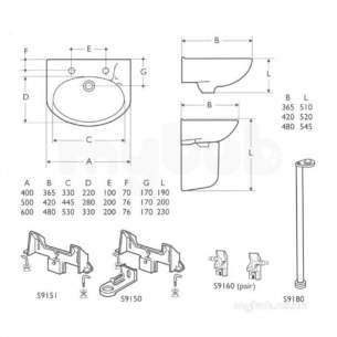 Armitage Shanks Portman S915167 Conc Basin Brckt Ex Waste Sc