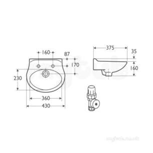 Armitage Shanks Mid Range Sanitaryware -  Armitage Shanks Richmond S2736 One Tap Hole Cloakroom Basin Cb Obsolete