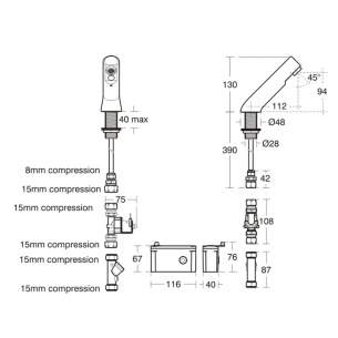 Armitage Shanks Commercial Sanitaryware -  Armitage Shanks S/flow 21 Compact D/spout Mains B/s