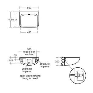 Armitage Shanks Commercial Sanitaryware -  Contour 21 Plus Basin 50cm Back Outlet Washbasin S0430hy