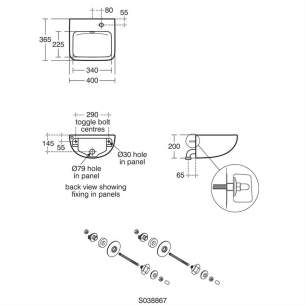 Armitage Shanks Commercial Sanitaryware -  Hbn 00-10 Htm64 Contour 21 Plus 40cm Back Outlet Washbasin S0435hy