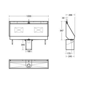 Armitage Shanks Commercial Sanitaryware -  Armitage Shanks Kinloch S6384my 1200mm T/i Urinal Ss