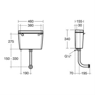 Armitage Plastic Cisterns -  Armitage Shanks Is Regal Cistern New Bi White L/l Io S115901