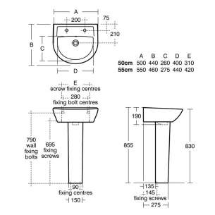 Sandringham 21 Sanitaryware -  Armitage Shanks Sandringham 21 E8951 550mm Two Tap Holes Basin White