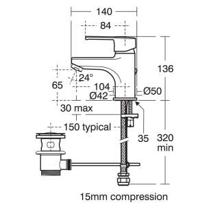 Sandringham Sl 21 Basin Mixer Rmtd Chr Pu/m