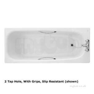 Twyfords Pressed Steel Baths -  Assisted Bath 1700x700 2 Tap Slip Resist Inc Cp Grips No Cradle As1172wa