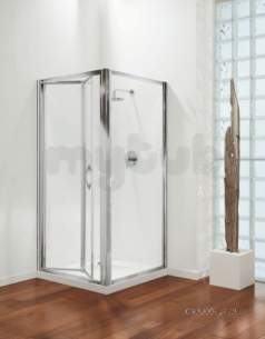 Coram Premier Shower Enclosures -  900mm Premier Bifold Door Polished Silver Etched Satin Modesty Panel 2 Door Only