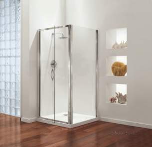 Coram Premier Shower Enclosures -  800mm Premier Swing Door Polished Silver Etched Satin Modesty Panel 2 Door Only