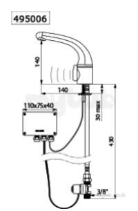 Delabie Basin Mixers -  Delabie Tempomatic Mix Basin Mixer M3/8 Inch With 6v Battery