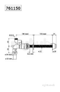 Delabie Accessories and Miscellaneous -  Delabie Tempoflux Wc C-wall 150 Kit M3/4 Inch 7sec Valve Plus Tube 32