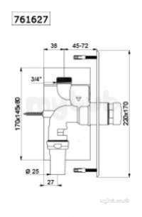 Delabie Accessories and Miscellaneous -  Delabie Tempoflux Wc Rec Valve M3/4 Inch 7 Sec St Steel Plate 220x170