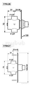 Delabie Urinals -  Delabie Tempostop Rec Urinal Valve Ff1/2 Inch 7sec Time Flow Plus Plate