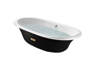 Roca Metal Steel Baths -  Eliptico Oval Cast Iron Bath With Black Exterior And Anti-slip Base 23365002