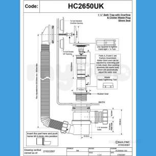 Mcalpine Metalic Traps and Waste -  Hc2650uk Bath Waste Spring Kit Cp