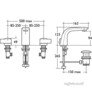 Ideal Standard Brassware -  Ideal Standard Melange A4289 Dc 3th Basin Mixer Cp